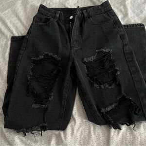 black shein high rise mom jeans with rips